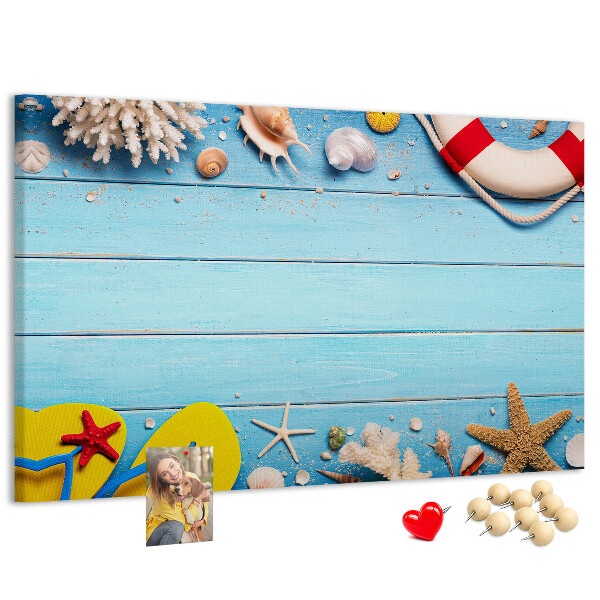 Tableau affichage liège Style estival marin avec coquillages et sable