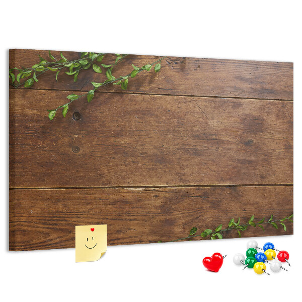 Tableau en liège Bois naturel avec des branches vertes