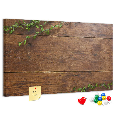 Tableau en liège Bois naturel avec des branches vertes