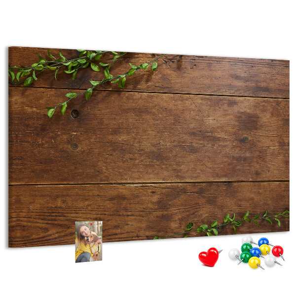 Tableau en liège Bois naturel avec des branches vertes