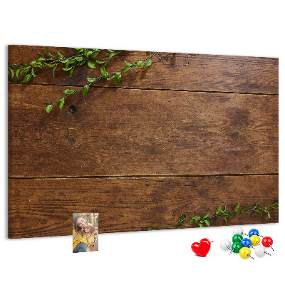 Tableau en liège Bois naturel avec des branches vertes