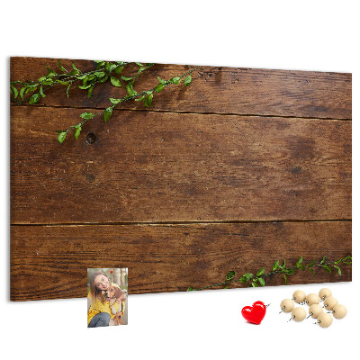 Tableau en liège Bois naturel avec des branches vertes