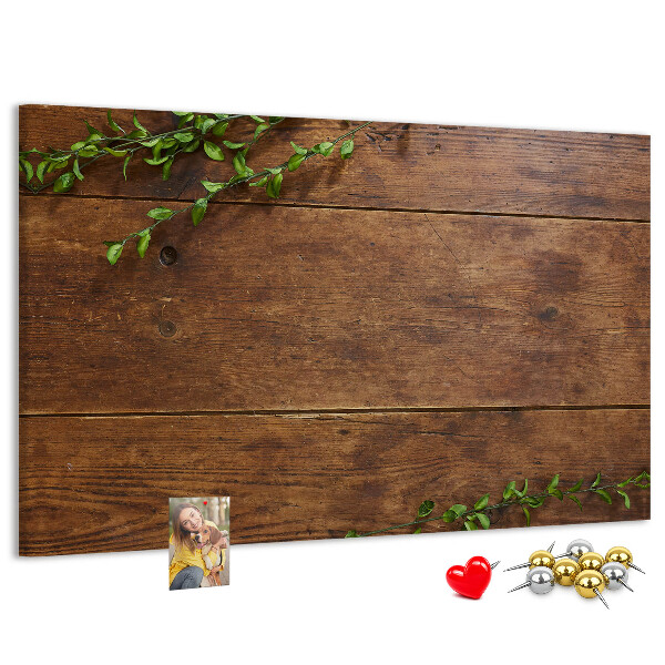 Tableau en liège Bois naturel avec des branches vertes