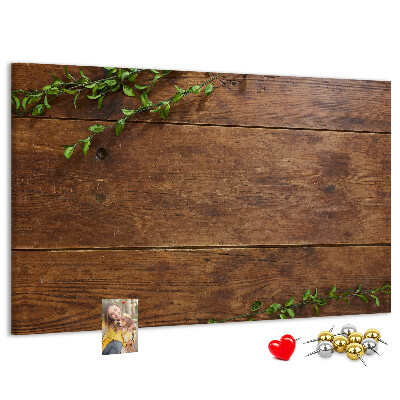 Tableau en liège Bois naturel avec des branches vertes