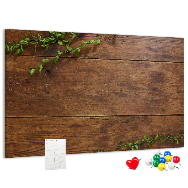 Tableau en liège Bois naturel avec des branches vertes