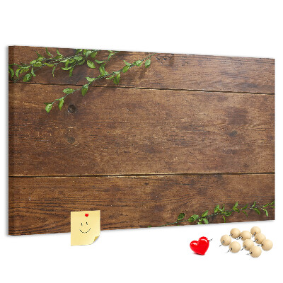 Tableau en liège Bois naturel avec des branches vertes