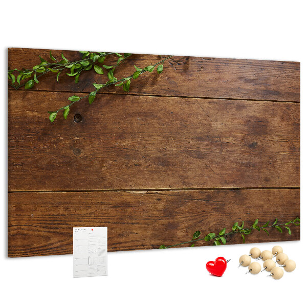 Tableau en liège Bois naturel avec des branches vertes