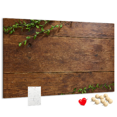 Tableau en liège Bois naturel avec des branches vertes