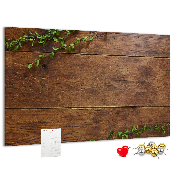Tableau en liège Bois naturel avec des branches vertes