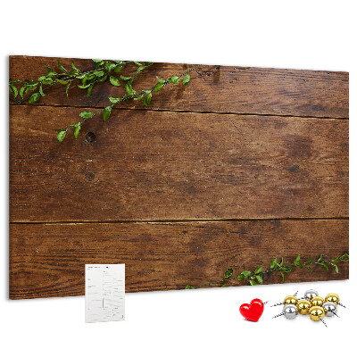 Tableau en liège Bois naturel avec des branches vertes