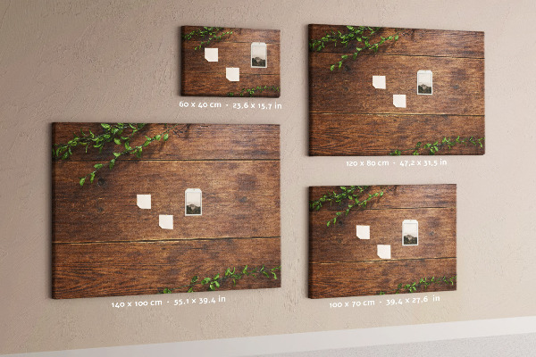 Tableau en liège Bois naturel avec des branches vertes