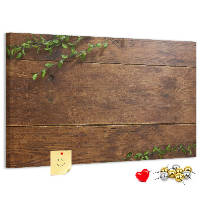 Tableau en liège Bois naturel avec des branches vertes