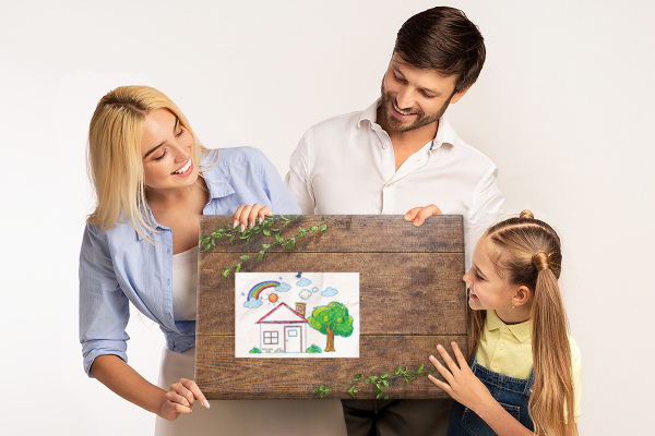 Tableau en liège Bois naturel avec des branches vertes