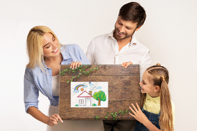 Tableau en liège Bois naturel avec des branches vertes