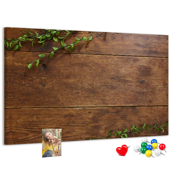 Tableau en liège Bois naturel avec des branches vertes