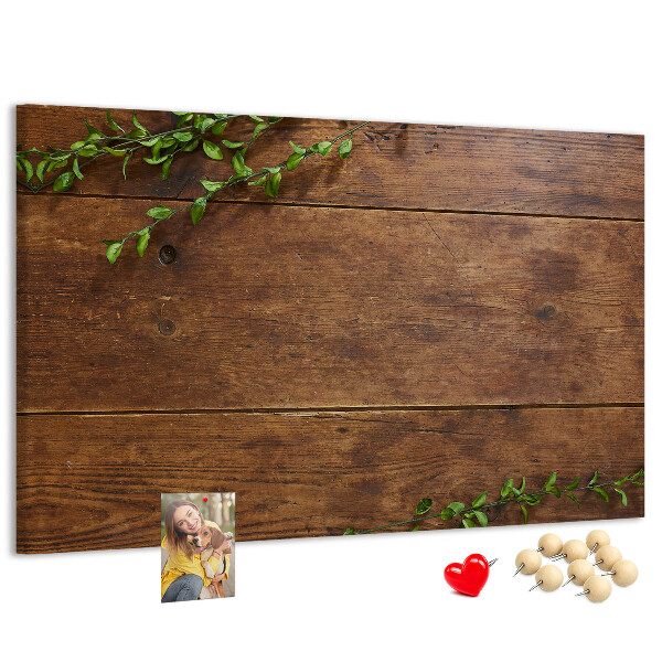 Tableau en liège Bois naturel avec des branches vertes