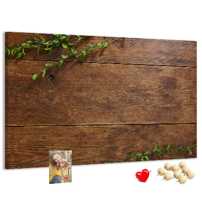 Tableau en liège Bois naturel avec des branches vertes