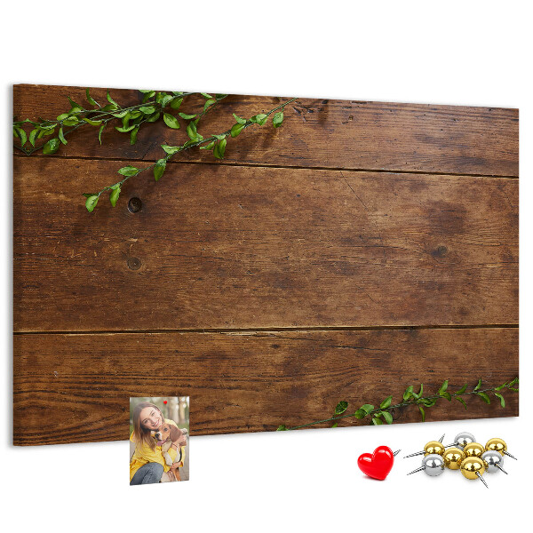 Tableau en liège Bois naturel avec des branches vertes