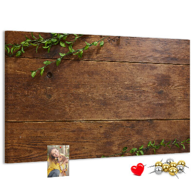 Tableau en liège Bois naturel avec des branches vertes