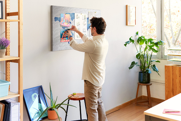 Tableau affichage liège Peinture à l'aquarelle bleue d'une carte du monde