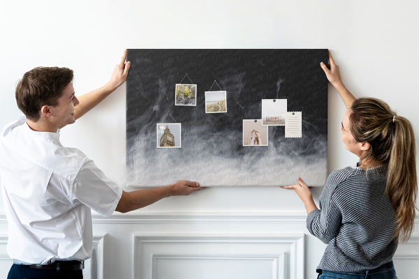 Tableau en liège Danse sensuelle du brouillard sur fond noir