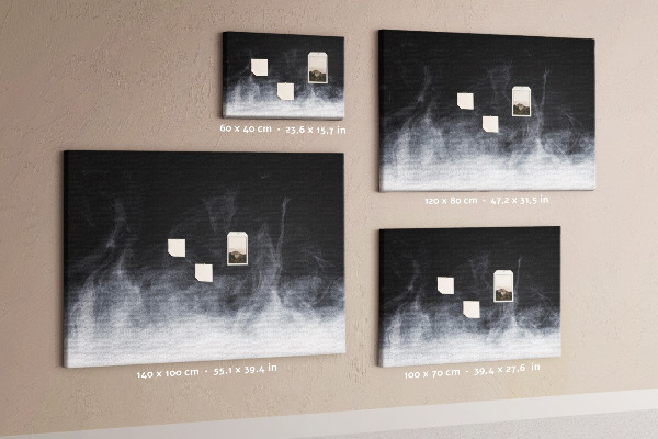 Tableau en liège Danse sensuelle du brouillard sur fond noir