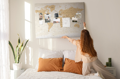 Tableau affichage liège Carte du monde avec indications de localisation.