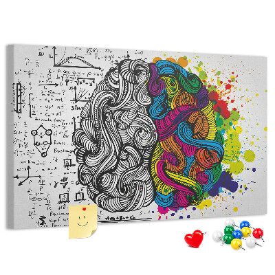 Tableau de liège Cerveau et créativité en harmonie colorée