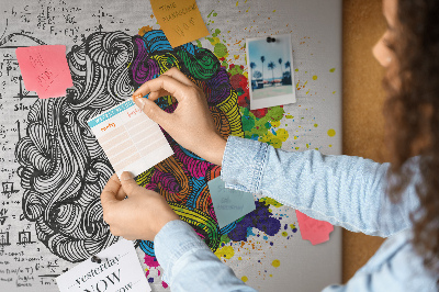 Tableau de liège Cerveau et créativité en harmonie colorée