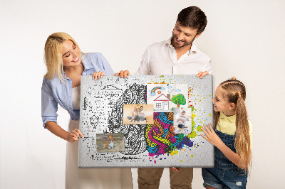 Tableau de liège Cerveau et créativité en harmonie colorée