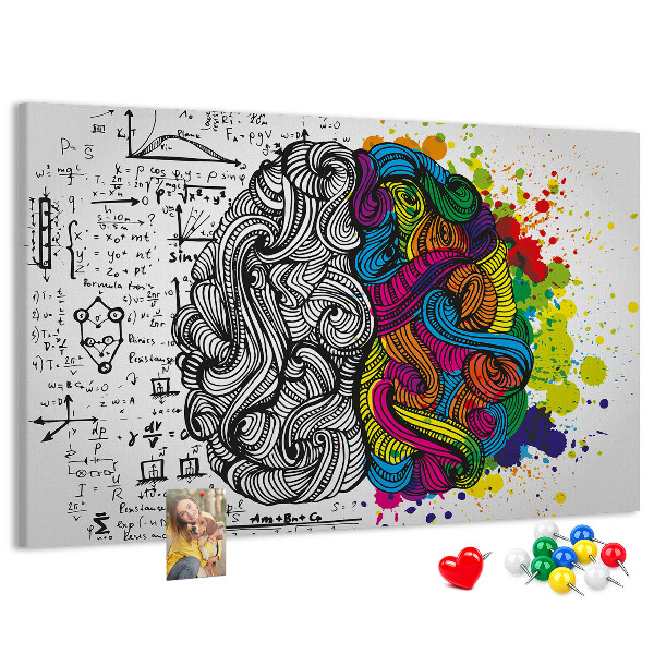 Tableau de liège Cerveau et créativité en harmonie colorée
