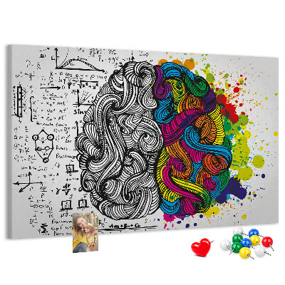 Tableau de liège Cerveau et créativité en harmonie colorée