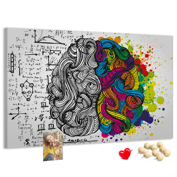 Tableau de liège Cerveau et créativité en harmonie colorée