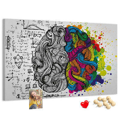 Tableau de liège Cerveau et créativité en harmonie colorée
