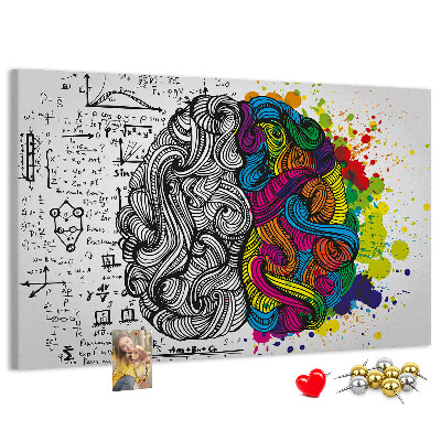 Tableau de liège Cerveau et créativité en harmonie colorée