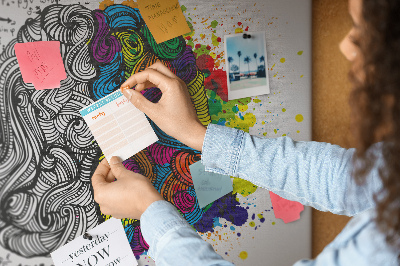 Tableau de liège Cerveau et créativité en harmonie colorée