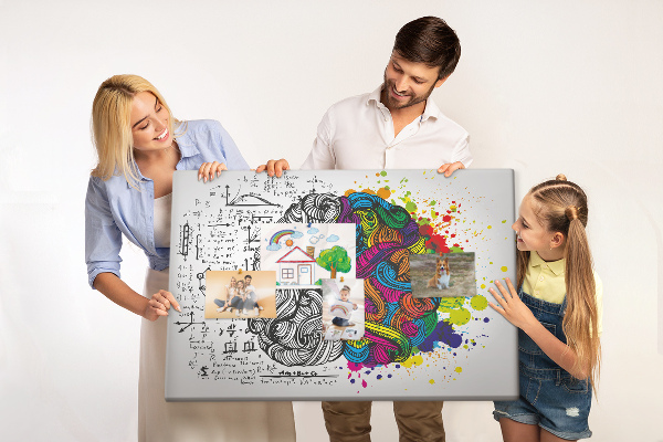 Tableau de liège Cerveau et créativité en harmonie colorée