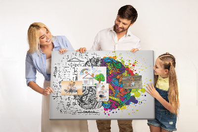Tableau de liège Cerveau et créativité en harmonie colorée