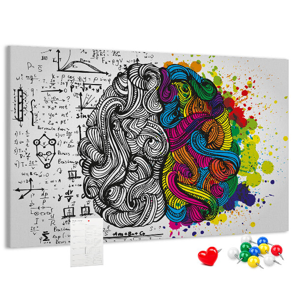 Tableau de liège Cerveau et créativité en harmonie colorée