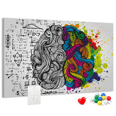 Tableau de liège Cerveau et créativité en harmonie colorée