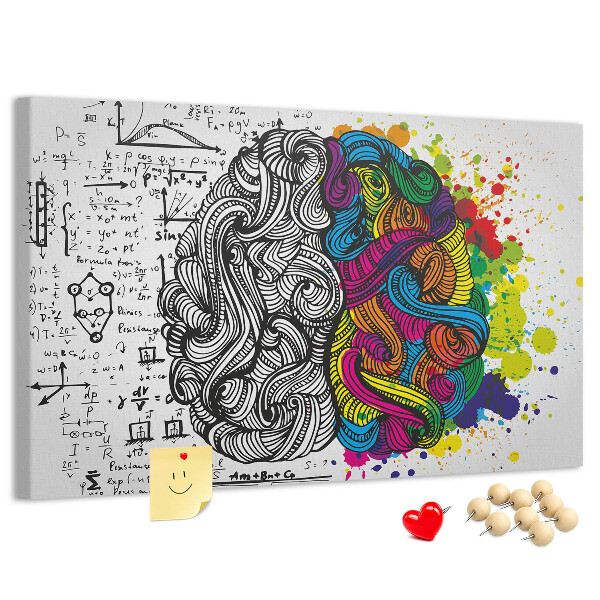Tableau de liège Cerveau et créativité en harmonie colorée