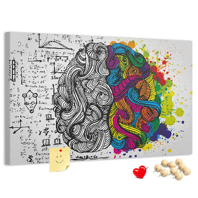 Tableau de liège Cerveau et créativité en harmonie colorée