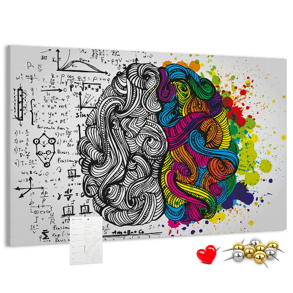 Tableau de liège Cerveau et créativité en harmonie colorée