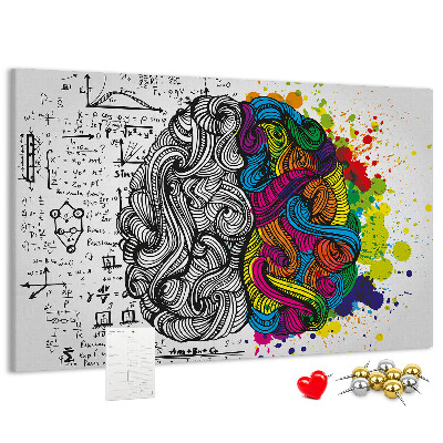 Tableau de liège Cerveau et créativité en harmonie colorée
