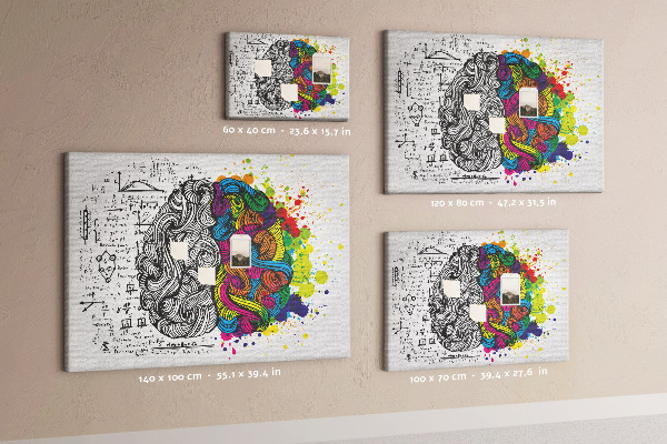 Tableau de liège Cerveau et créativité en harmonie colorée