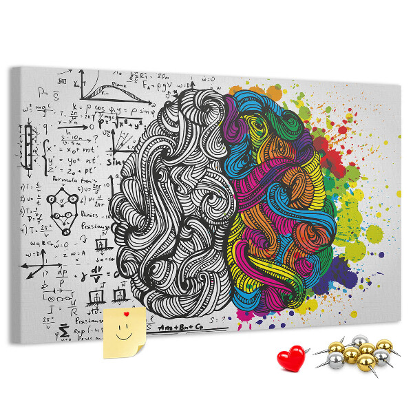 Tableau de liège Cerveau et créativité en harmonie colorée