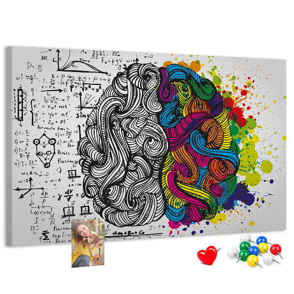 Tableau de liège Cerveau et créativité en harmonie colorée