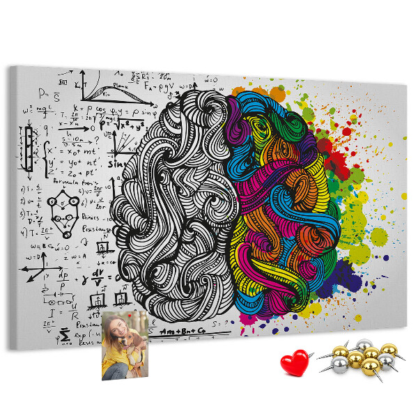 Tableau de liège Cerveau et créativité en harmonie colorée