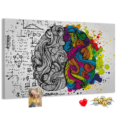 Tableau de liège Cerveau et créativité en harmonie colorée