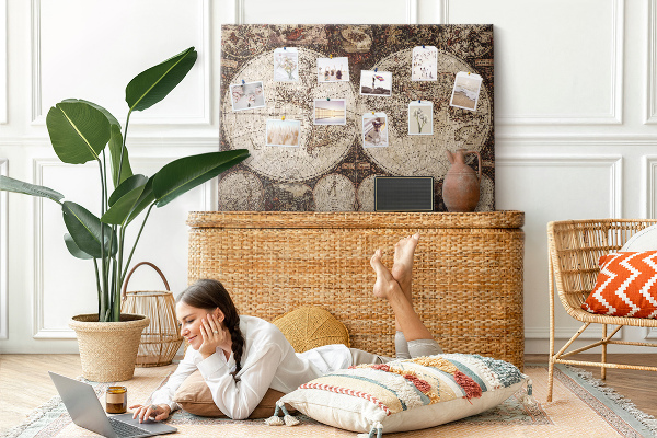 Tableau affichage liège Carte du monde antique avec détails géographiques
